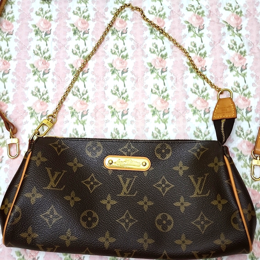 💎 Louis Vuitton 2 Way Eva Signature Brown Monogram Crossbody Pochette Bag - Picture 4 of 17